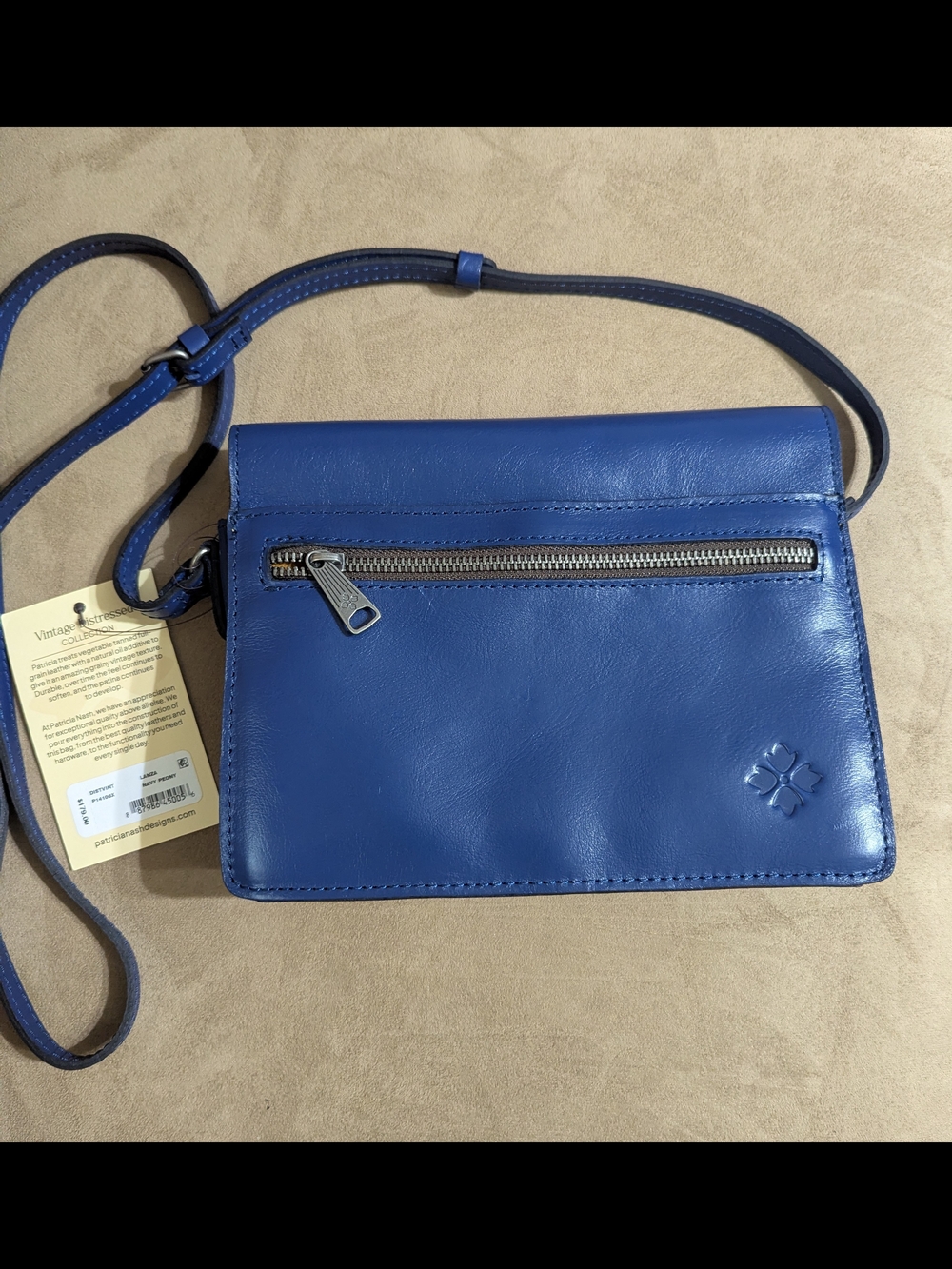 Patricia Nash Lanza Navy Leather Crossbody Bag - Picture 7 of 13